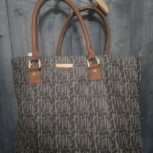 Calvin Klein Black and Brown Monogram Tote